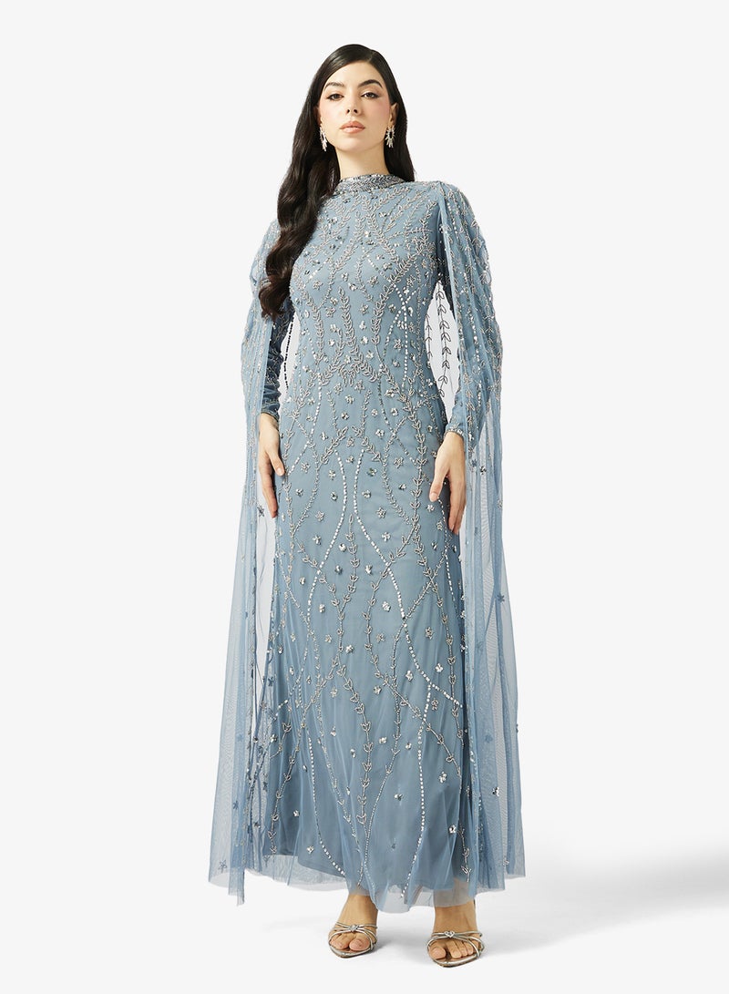 MARYISA Cape Sleeve Sequin Maxi Dress - Image 1
